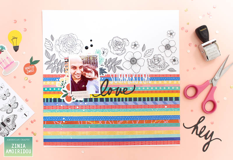 Bright & Colorful Summer layout using Vicki Boutin products by American Crafts. @ziniaredo @americancrafts @vickiboutin #americancrafts #vickiboutin #scrapbook #scrapbooking #shimelle