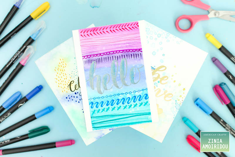 Watercolor Cards using Kelly Creates products by American Crafts. @ziniaredo @americancrafts @kellycreates #americancrafts #ziniaredo #kellycreates #watercolor #cardmaking #cards #handmadecards