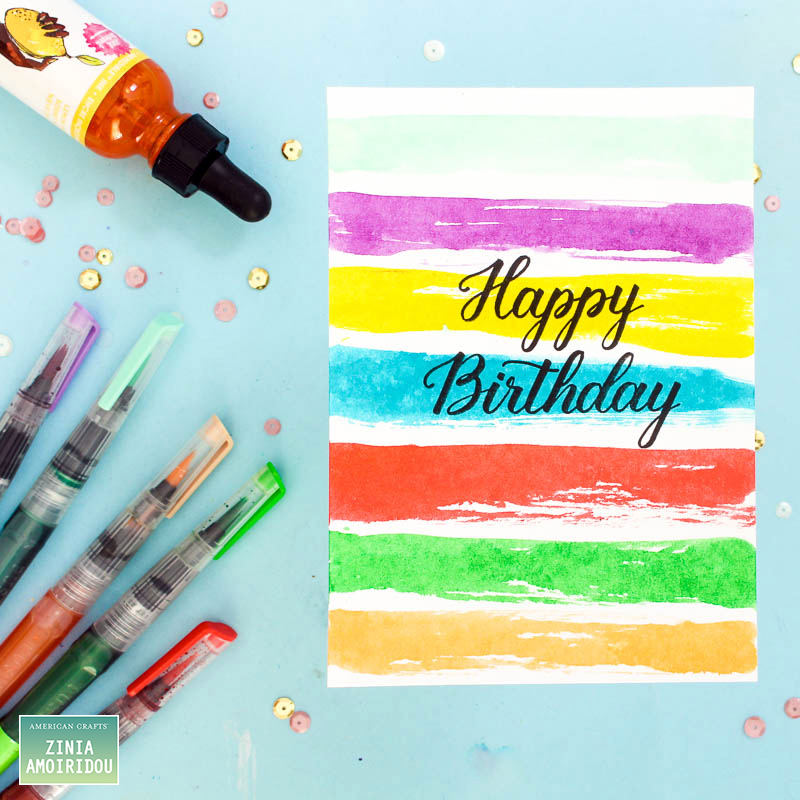 Six ideas and techniques to create striped card backgrounds with your favorite American Crafts supplies. @ziniaredo @americancrafts #abstractinspiration @abstractinspiration #americancrafts #ziniaredo #cards #cardmaking #stripes