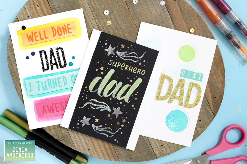 3 Father's Day Card Ideas with Vicki Boutin and Kelly Creates supplies by American Crafts @ziniaredo @americancrafts @kellycreates @vickiboutin #americancrafts #vickiboutin #kellycreates #ziniaredo #cards #handmadecards #cardmaking