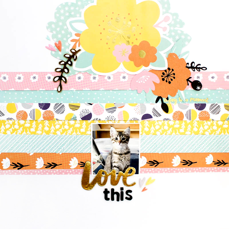 Colorful Stripes Scrapbook Layout using Shine On by Amy Tangerine and American Crafts @ziniaredo #ziniaredo @americancrafts @amytangerine #americancrafts #amytangerine #amytan #atshineon #fangerine