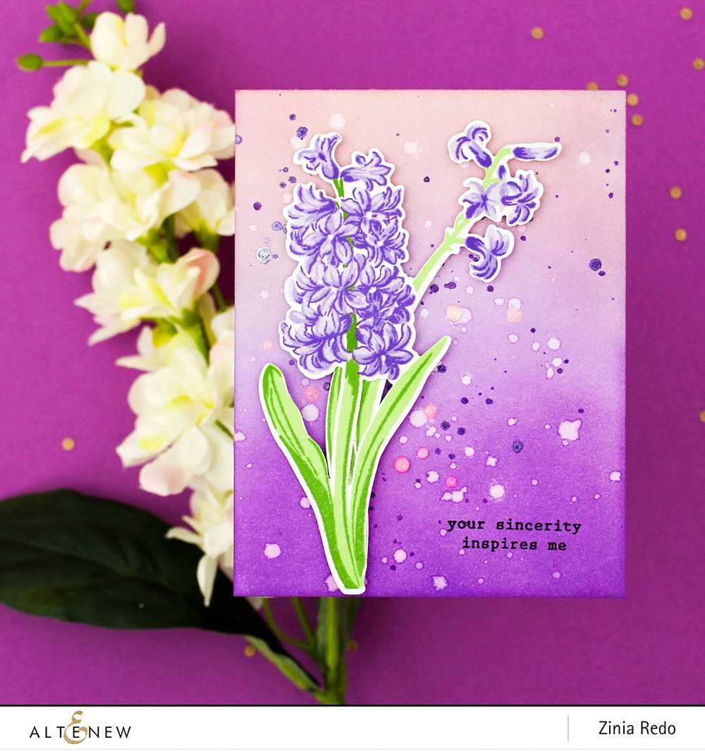Altenew Build-A-Flower: Hyacinth Release Blog Hop + Giveaway @ziniaredo @altenewllc #ziniaredo #altenew #cardmaking #cards #handmadecards #floralstamps