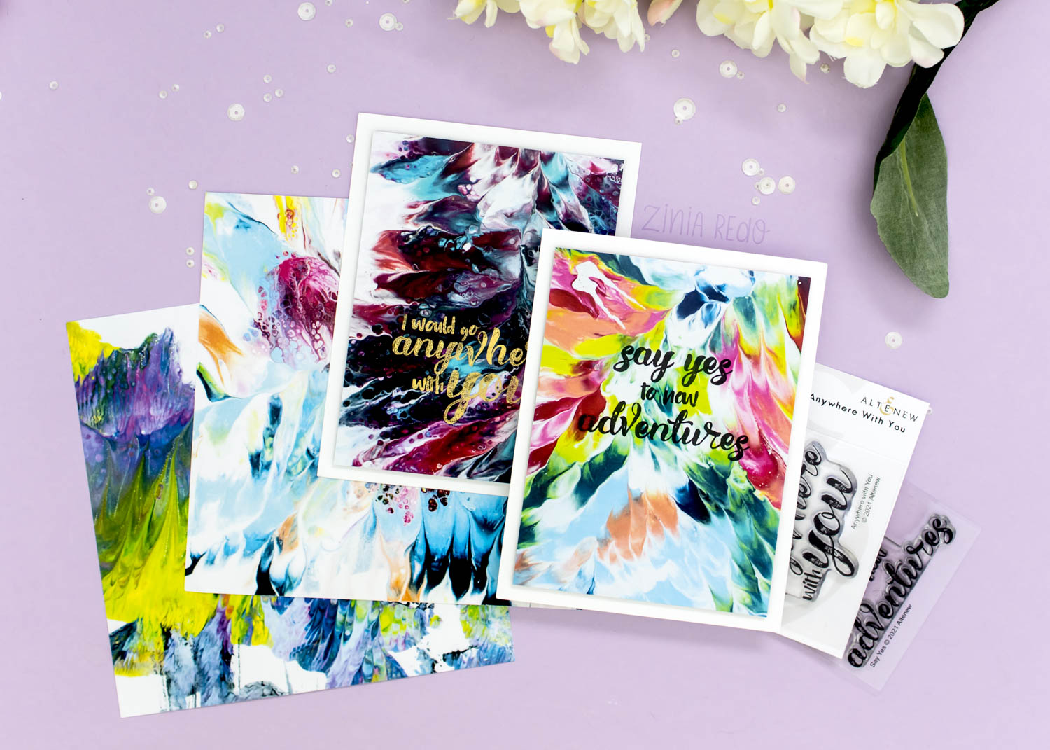 Zinia Redo Designs Altenew Adventures Ahead Release Rainbow Blots Paper Pack