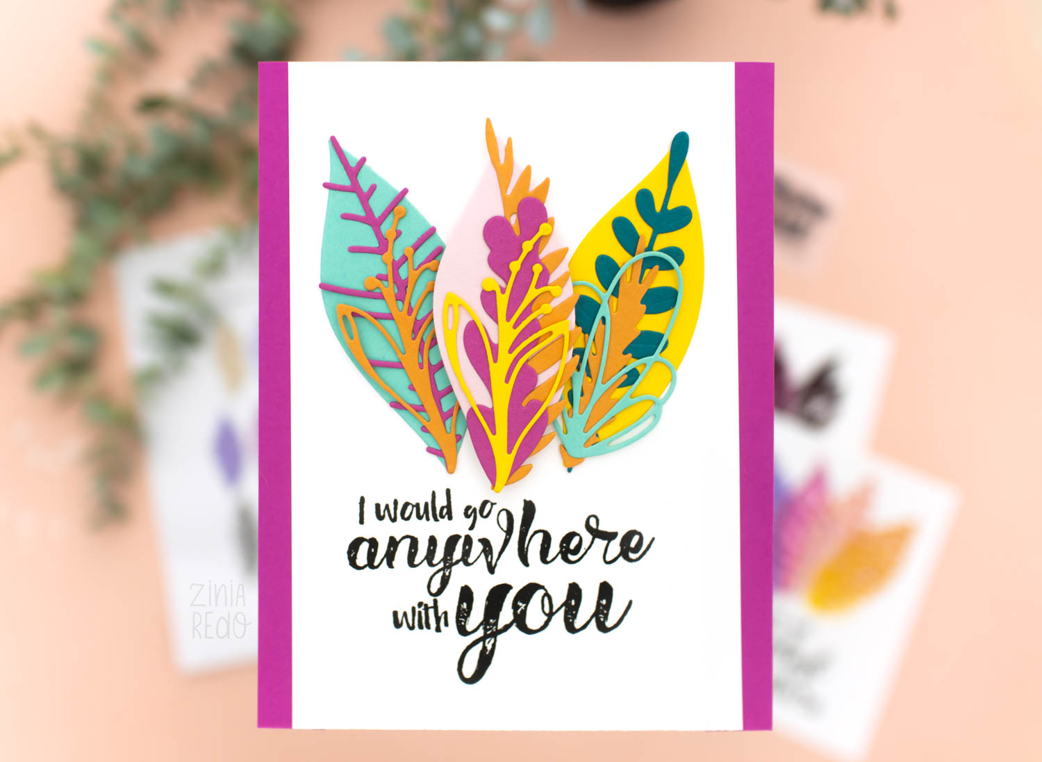 Zinia Redo Designs Altenew Summer Adventure Release - Tropical Leaf Mix Die Set & Anywhere with You Stamp Set